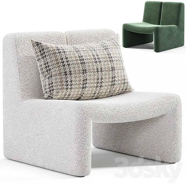 Dario Green Boucle Accent Chair By CB2 3D Model Dario Green Boucle Accent Chair By CB2 3D Model