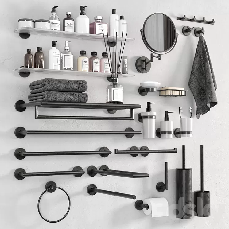 DARK bathroom accessories by BEMETA 3D Model