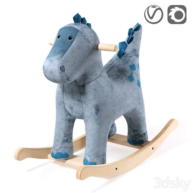 Dark blue dinosaur rocking chair 3D Model Dark blue dinosaur rocking chair 3D Model