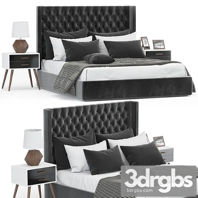 Dark chesterfield bed 2 3D Model Download
