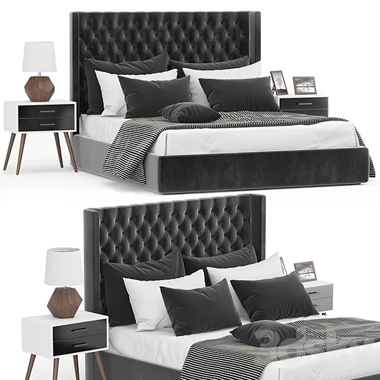 Dark chesterfield bed 3D Model
