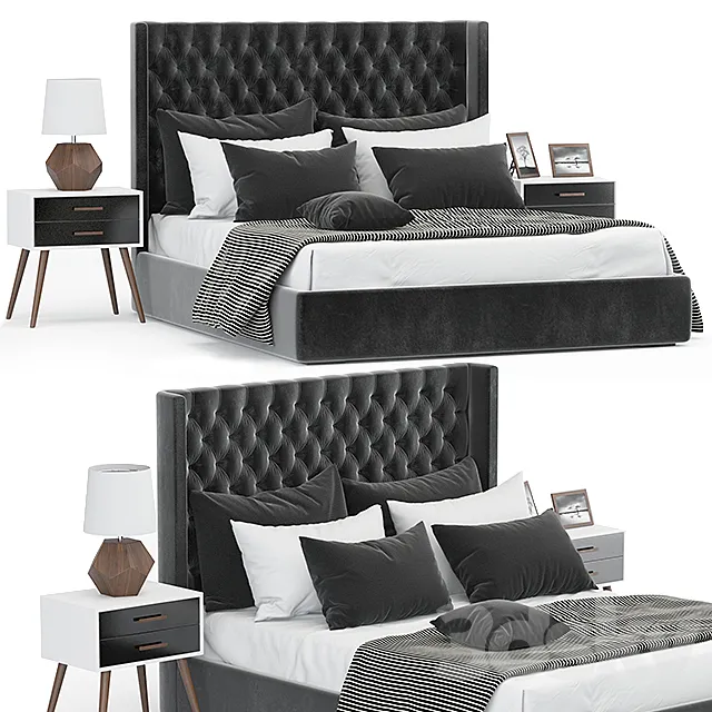 Dark chesterfield bed 3DModel Dark chesterfield bed 3DModel