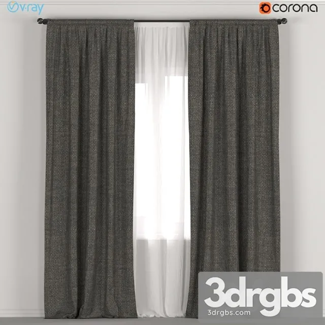 Dark curtains + tulle. 3D Model Download