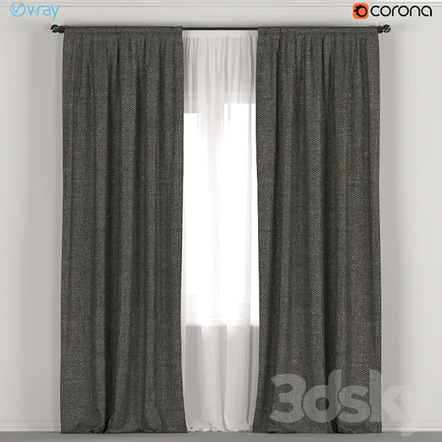 Dark curtains + tulle. 3DModel Dark curtains + tulle. 3DModel