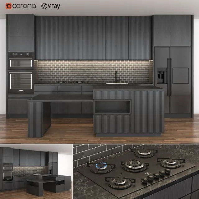 Dark kitchen 3D Model