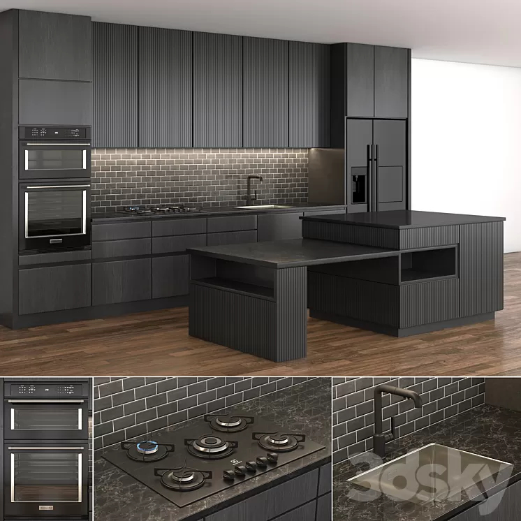 Dark kitchen 3D Model Dark kitchen 3D Model