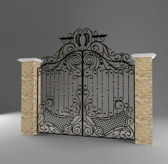 Darvaza fence metal brick gate 3D Model Darvaza fence metal brick gate 3D Model