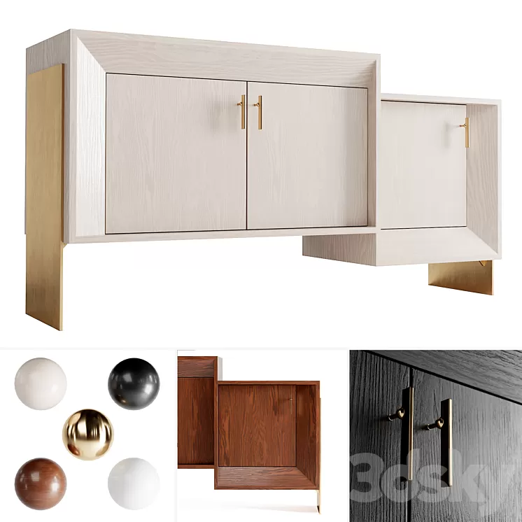 Davana credenza by Kelly Wearstler (4 Materials) 3D Model Davana credenza by Kelly Wearstler (4 Materials) 3D Model