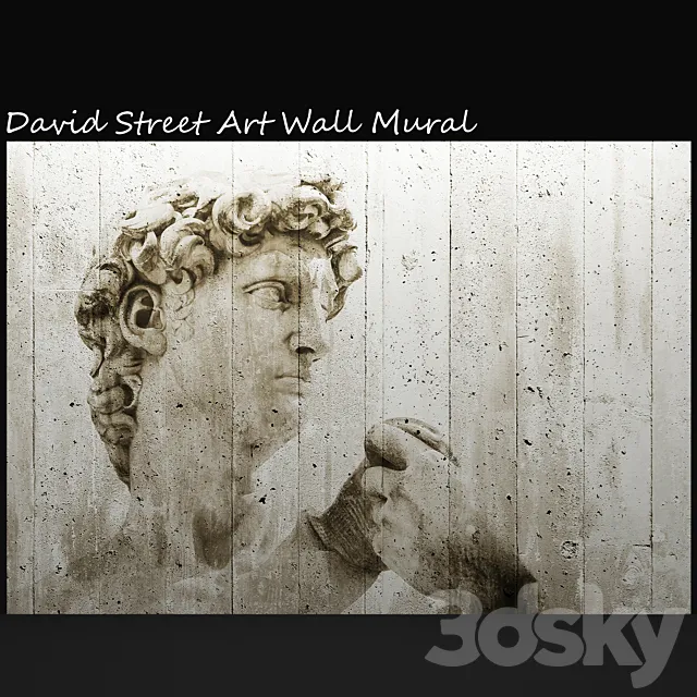 David Street Art Wall Mural. david. mural. painting. concrete. wall 3DModel David Street Art Wall Mural. david. mural. painting. concrete. wall 3DModel