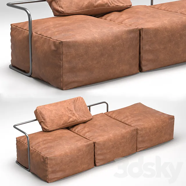 Daybed leather sofa 3D Model