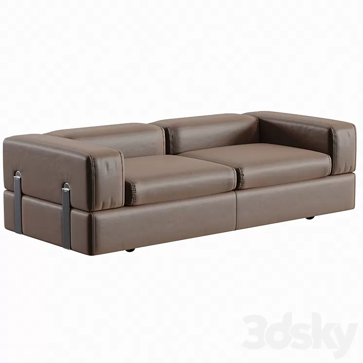 Daybed Sofa 711 by Tito Agnoli for Cinova in Brown Leather 3D Model Free Download