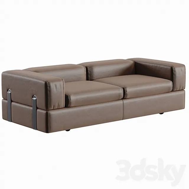 Daybed Sofa 711 by Tito Agnoli for Cinova in Brown Leather 3DModel