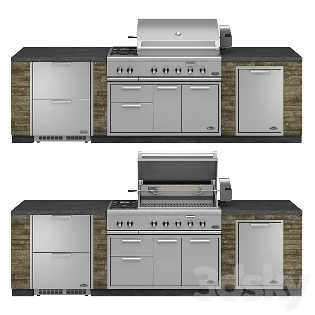 DCS gas grill with Integrated Side Burners 3D Model DCS gas grill with Integrated Side Burners 3D Model