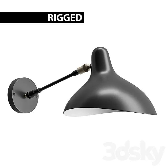 DCW Editions Mantis BS5 Wall Lamp _ Rigged 3D Model DCW Editions Mantis BS5 Wall Lamp _ Rigged 3D Model