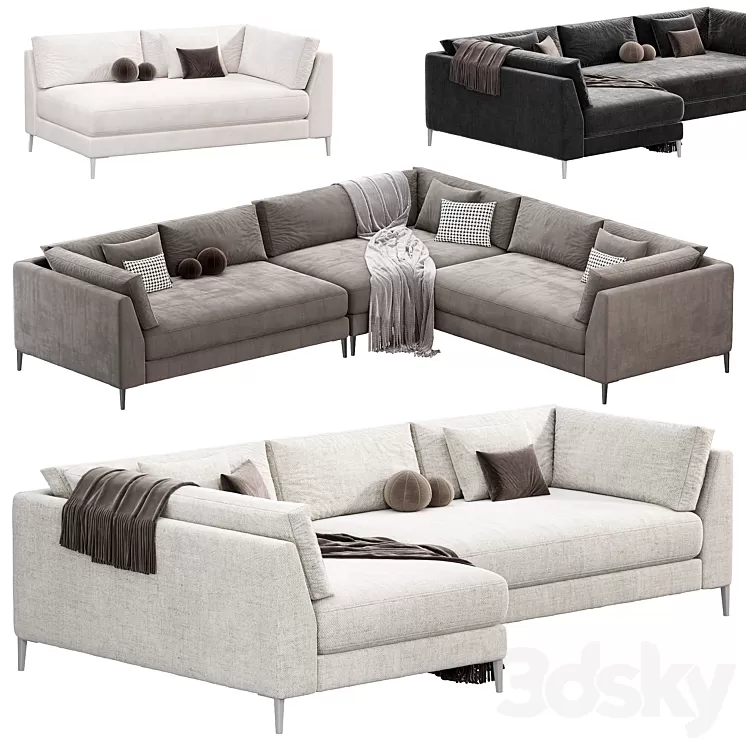 DECKER 2 PIECE L SHAPED WHITE PERFORMANCE SOFA CHAISE BY cb2 3D Model Free Download