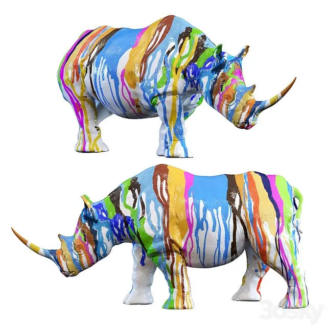 Deco Figurine Rhino Colore 26cm 3D Model Deco Figurine Rhino Colore 26cm 3D Model