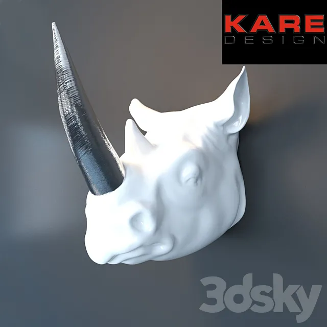 Deco Head Silver Horn Rhino 3D Model Deco Head Silver Horn Rhino 3D Model