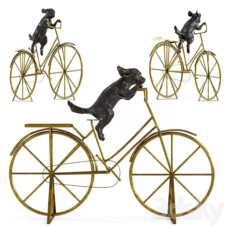 Deco Object Dog With Bicycle 3D Model