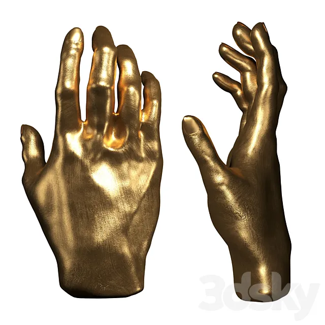 Deco Object Mano Gold kare 3D Model Deco Object Mano Gold kare 3D Model