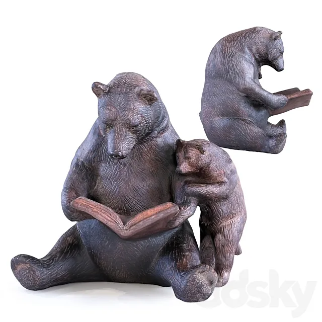 Deco Object Reading Bears 3D Model