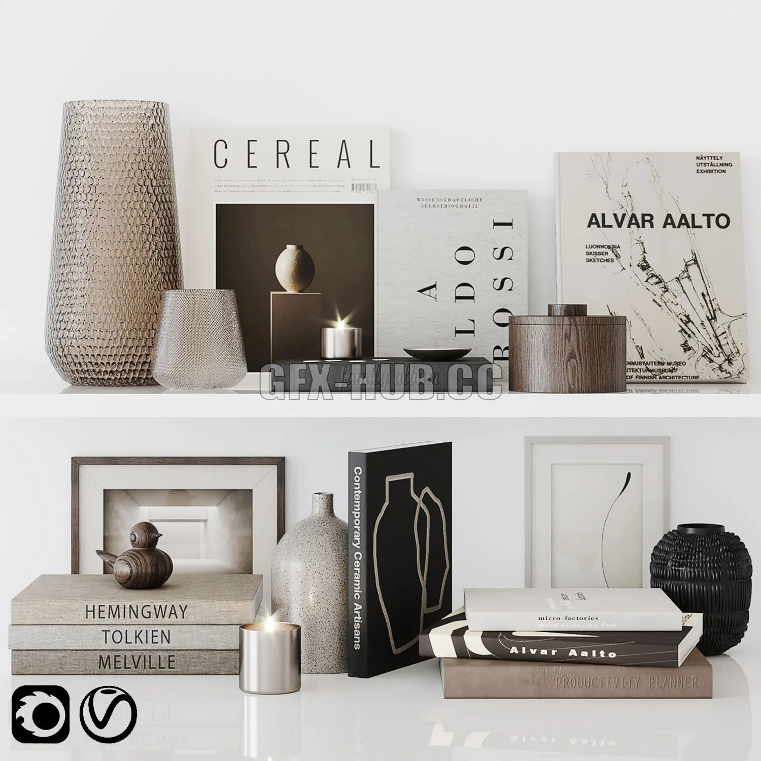 Decor 14 with books 3D Model