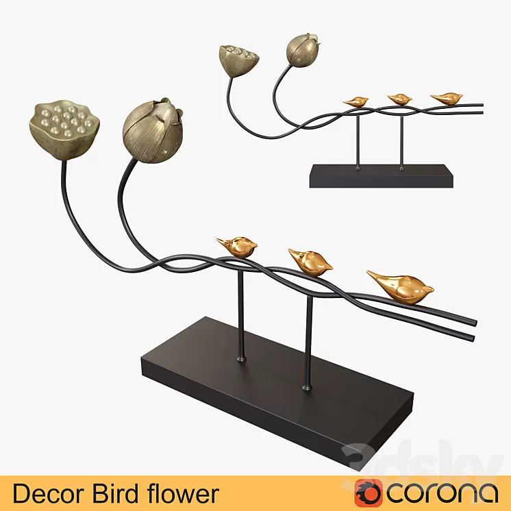 Decor bird flower 3D Model Decor bird flower 3D Model