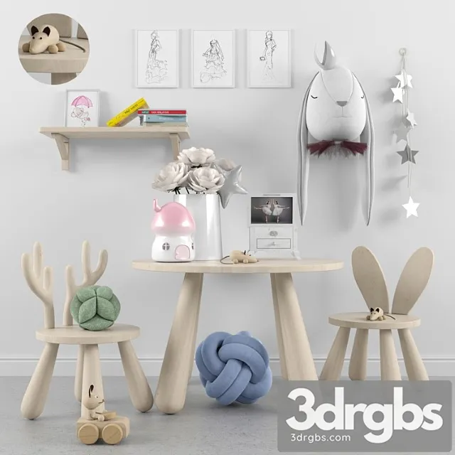Decor For A Childrens Room With Toys 2 Table Chair 3D Model Download Decor For A Childrens Room With Toys 2 Table Chair 3D Model Download