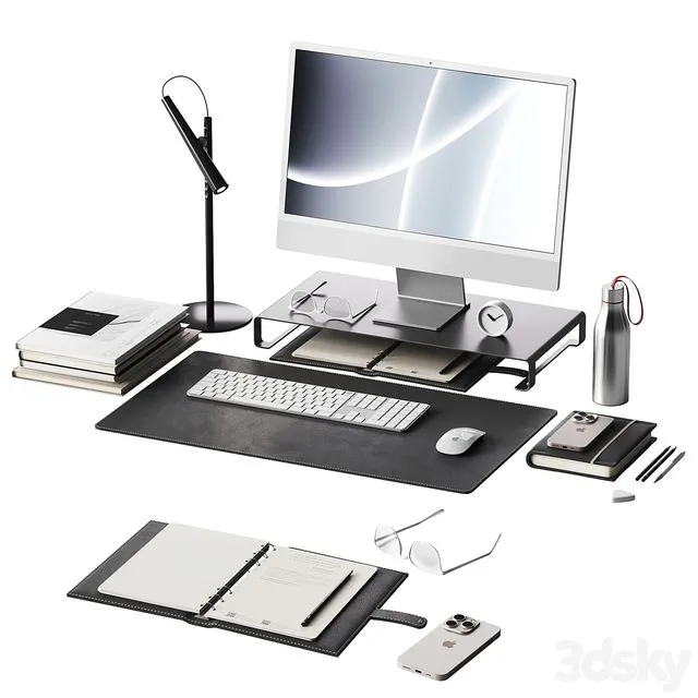 Decor for the workplace with a set of Apple equipment 3D Model Decor for the workplace with a set of Apple equipment 3D Model