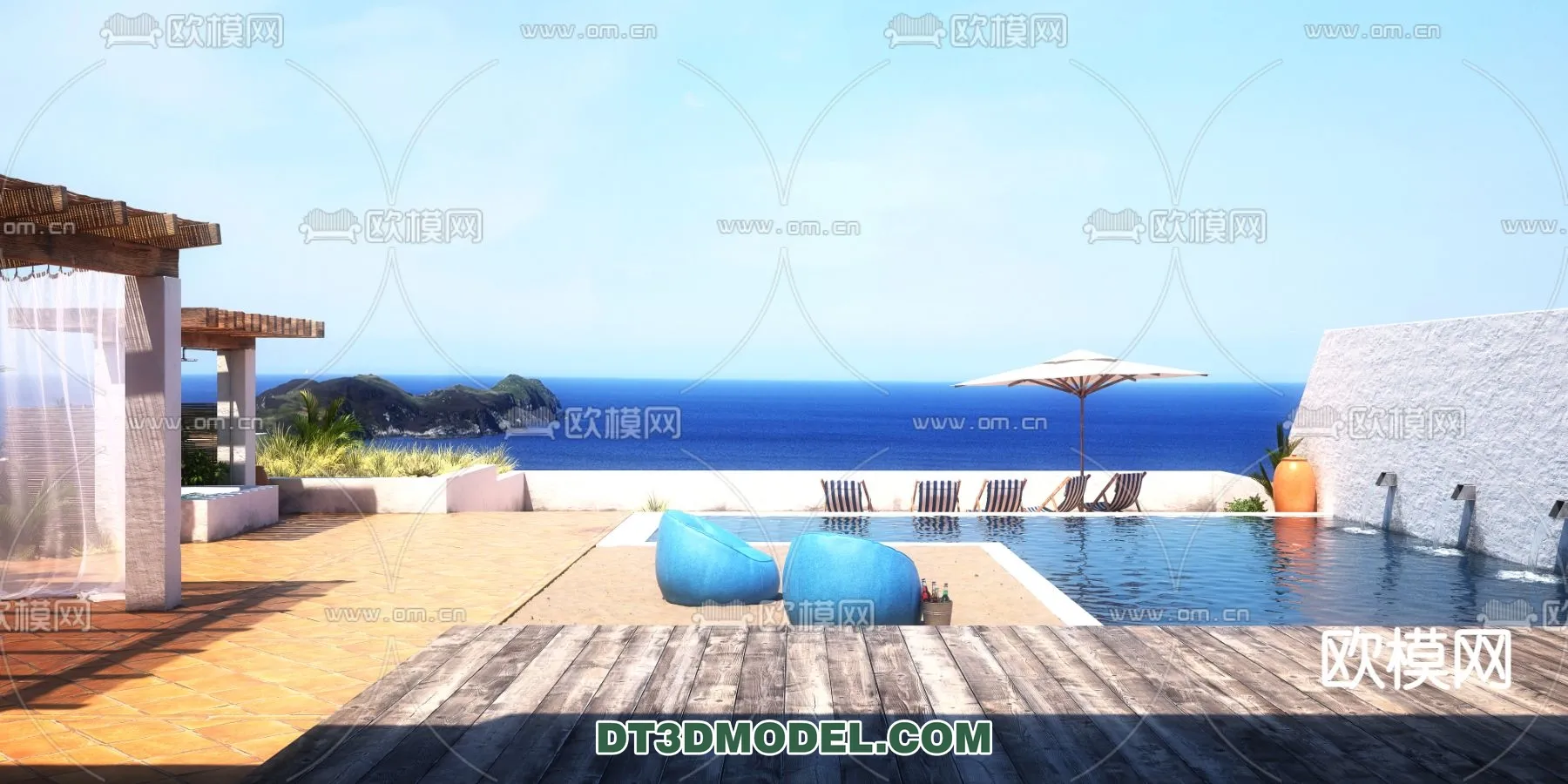 DECOR HELPER – EXTERIOR – POOL – CORONA – 3D MODEL – 1046