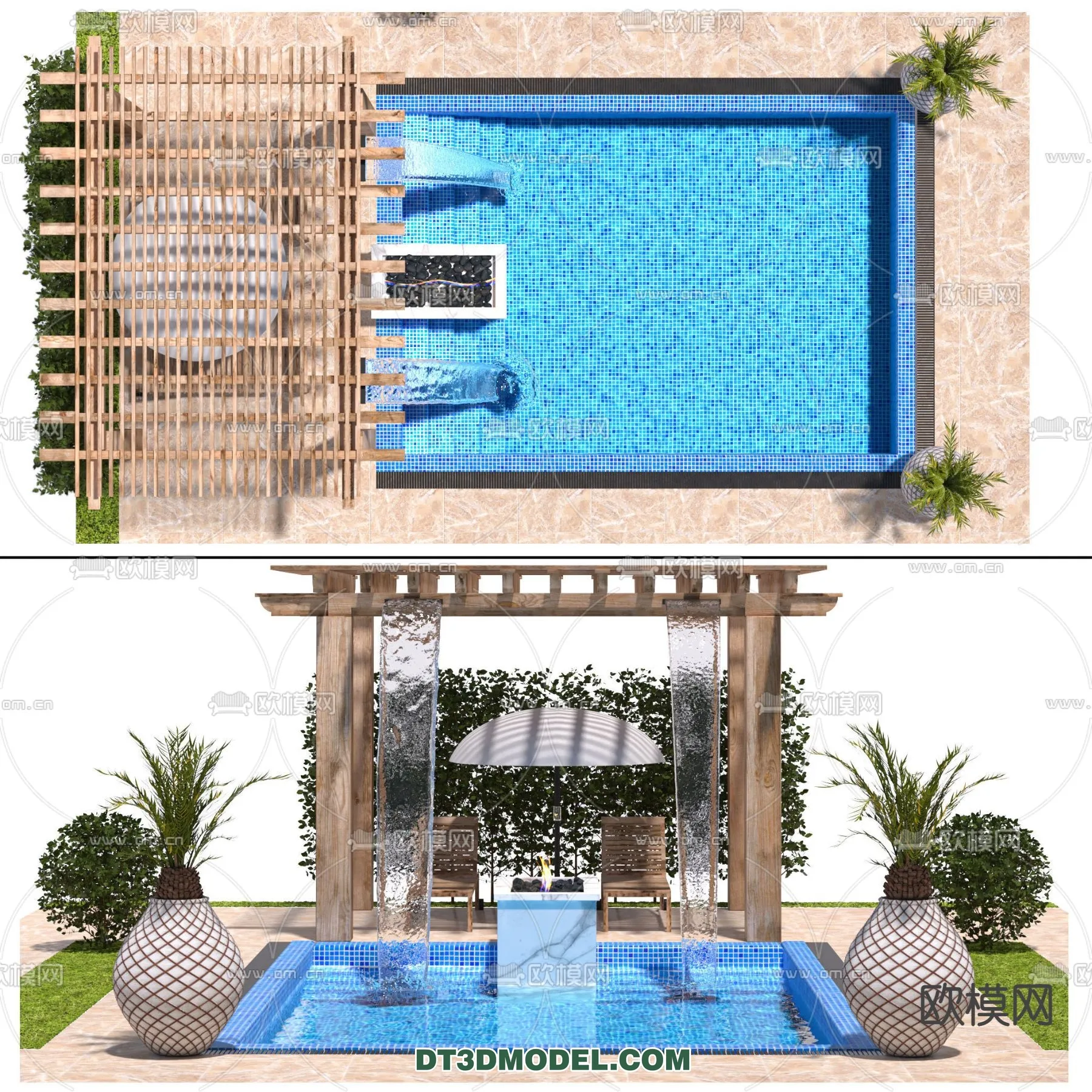 DECOR HELPER – EXTERIOR – POOL – VRAY / CORONA – 3D MODEL – 1011