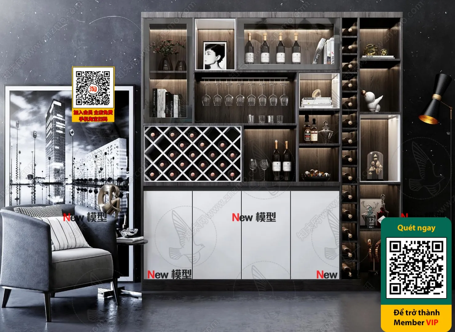 DECOR HELPER – INTERIOR – WINE SHOP – VRAY / CORONA – 3D MODEL – 6179