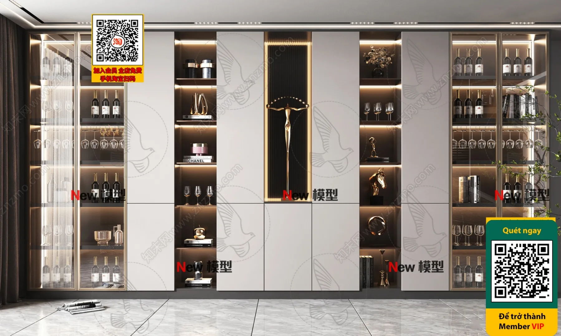 DECOR HELPER – INTERIOR – WINE SHOP – VRAY / CORONA – 3D MODEL – 6184