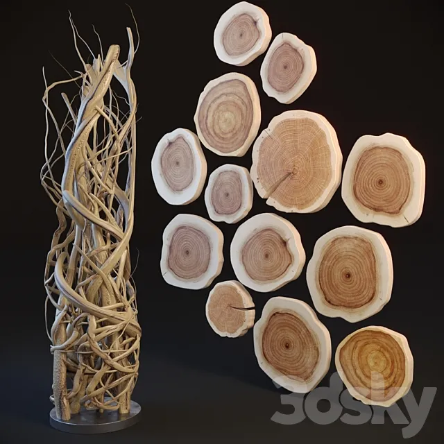Decor made of wood and twigs 3D Model Decor made of wood and twigs 3D Model
