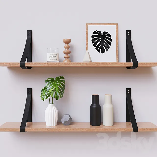 Decor on a shelf with Monster 3D Model