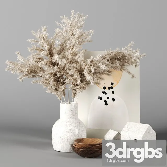 Decor set 15 with pampas grass 3D Model Download