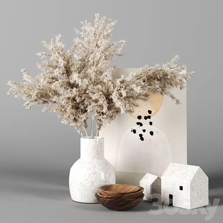 decor set 15 with Pampas Grass 3D Model