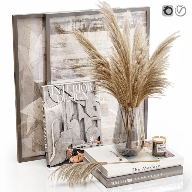 Decor set 20 Pampas grass 3D Model Decor set 20 Pampas grass 3D Model