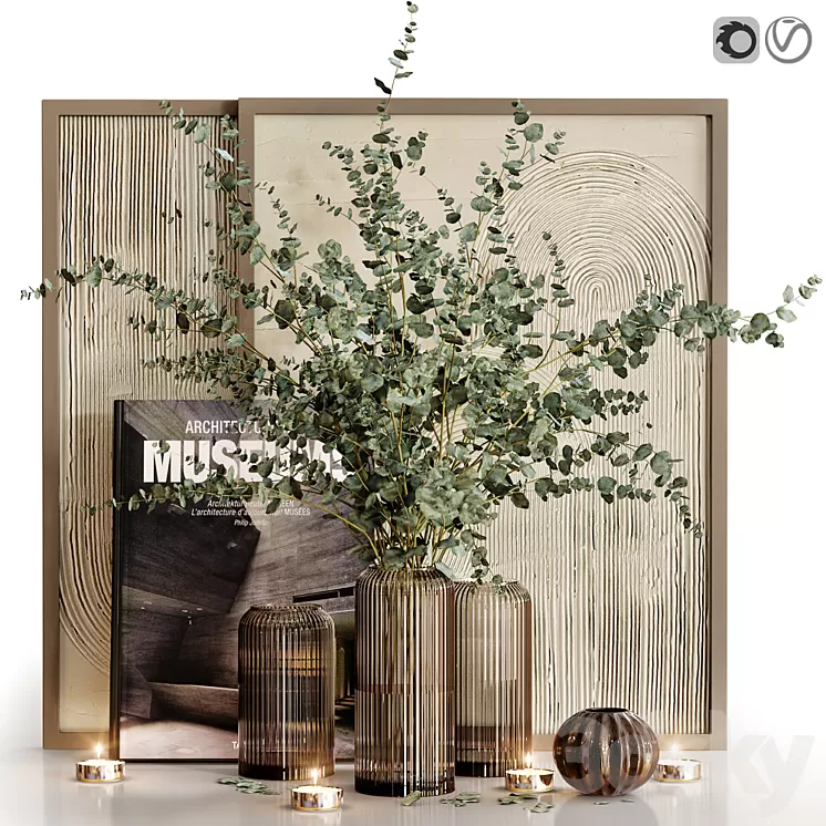 Decor set 35 Eucalyptus 3D Model Decor set 35 Eucalyptus 3D Model