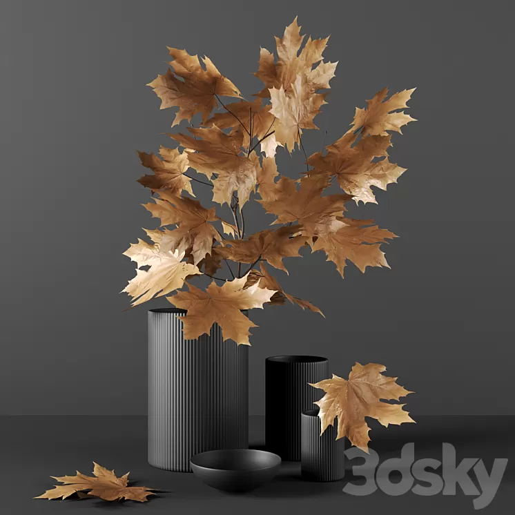 Decor set 9 with Maple Branch 3D Model