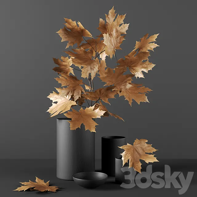 Decor set 9 with Maple Branch 3DModel