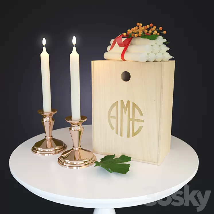Decor Set Copper Candle Set 3D Model