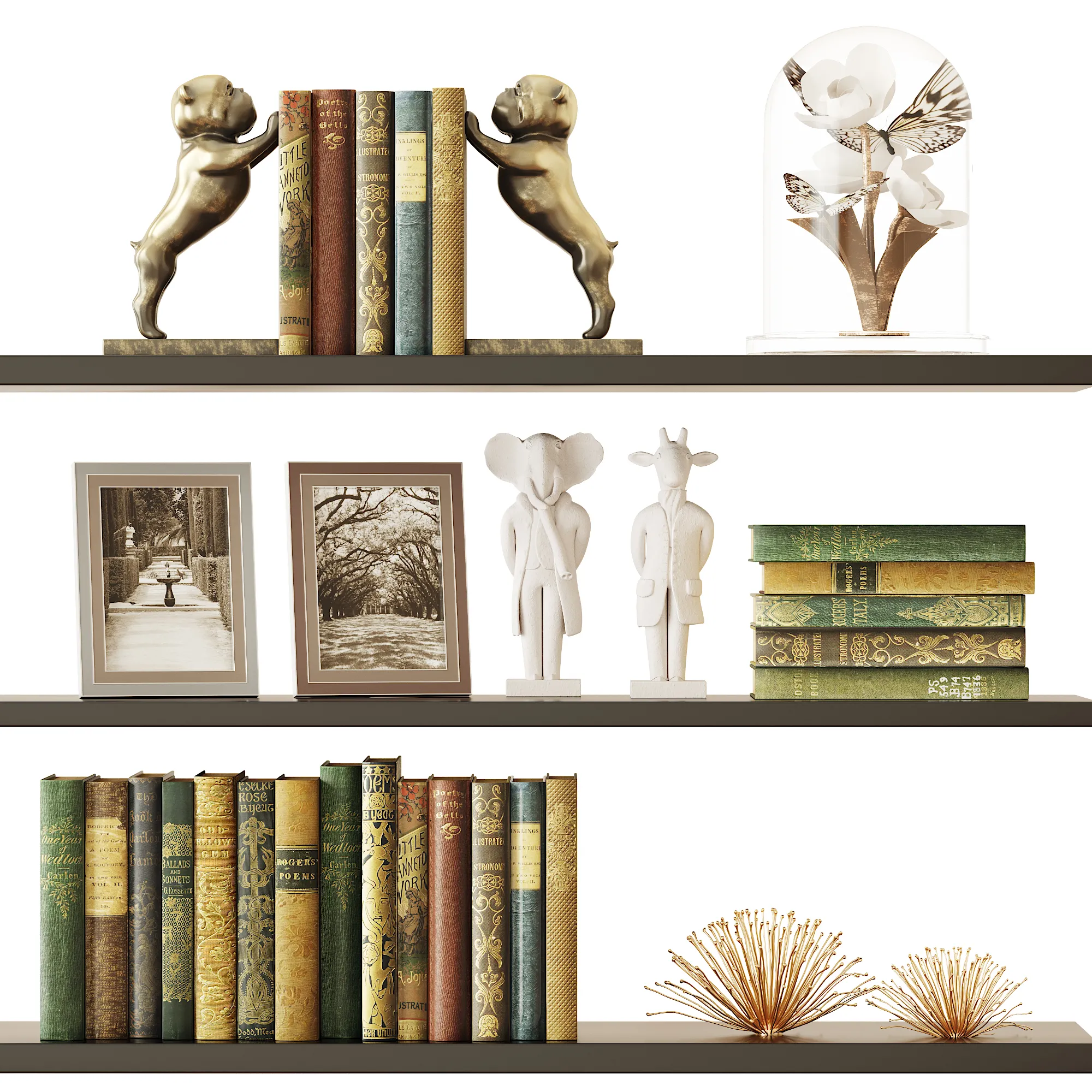 Decor set (figurines books) 3D Model Decor set (figurines books) 3D Model