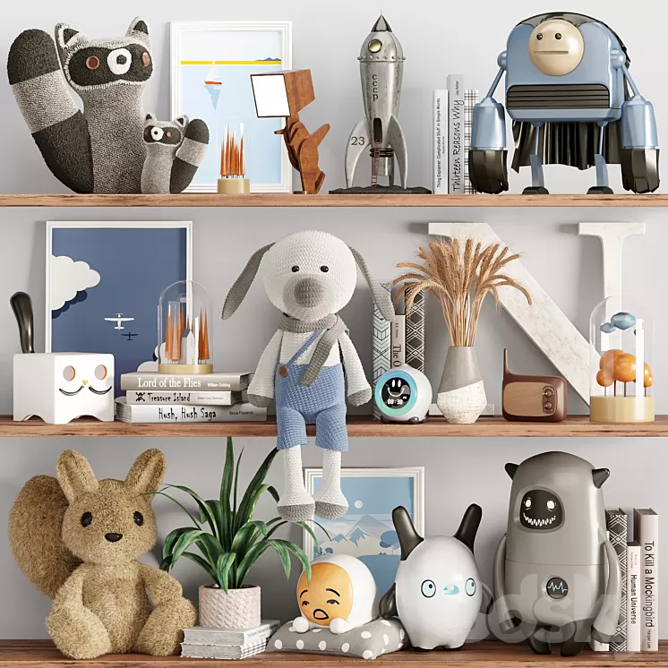 decor set for boy 3D Model Free Download