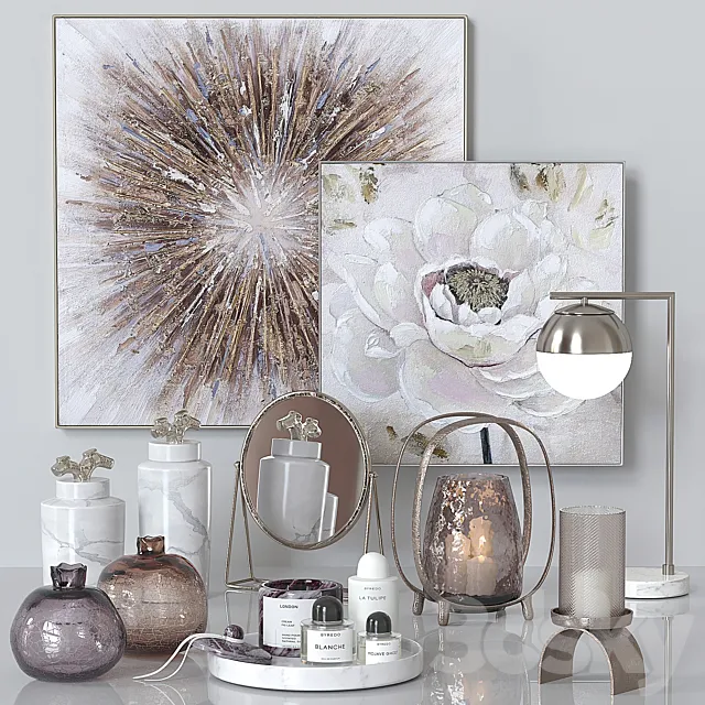 Decor set gold 3D Model Decor set gold 3D Model