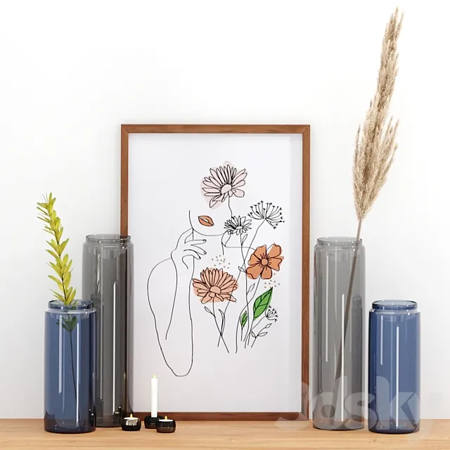 Decor Set-no6- By Adriani E Rossi Glass Vase 3D Model