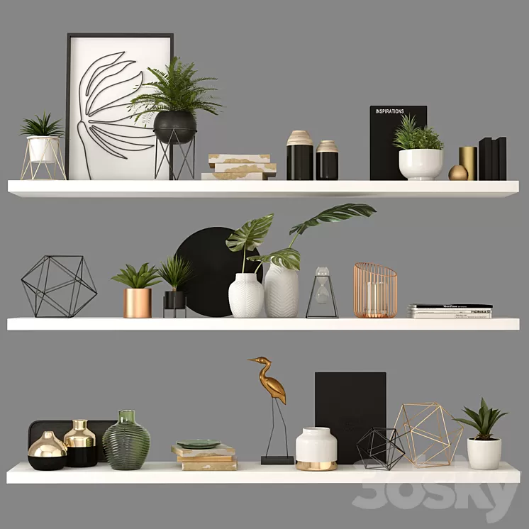 Decor Set Shelves 3D Model