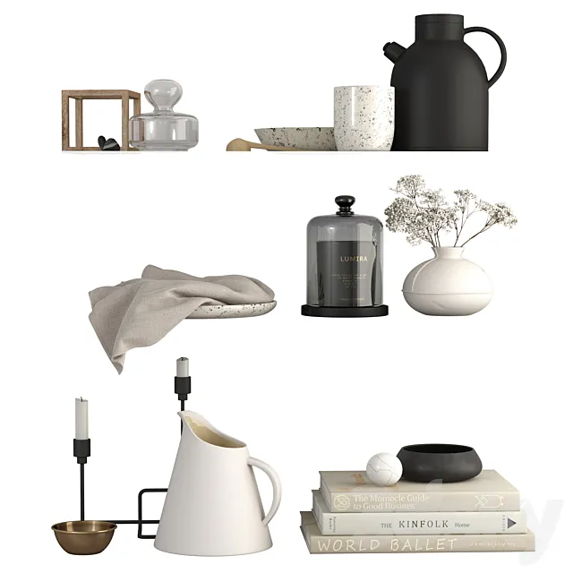 Decor Set Shelves Three 3D Model