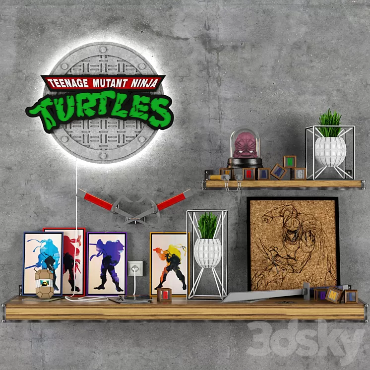 Decor Set TEENAGE MUTANT NINJA TURTLES 3D Model