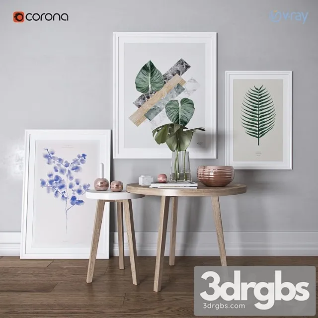 Decor Set White Green 3D Model Download