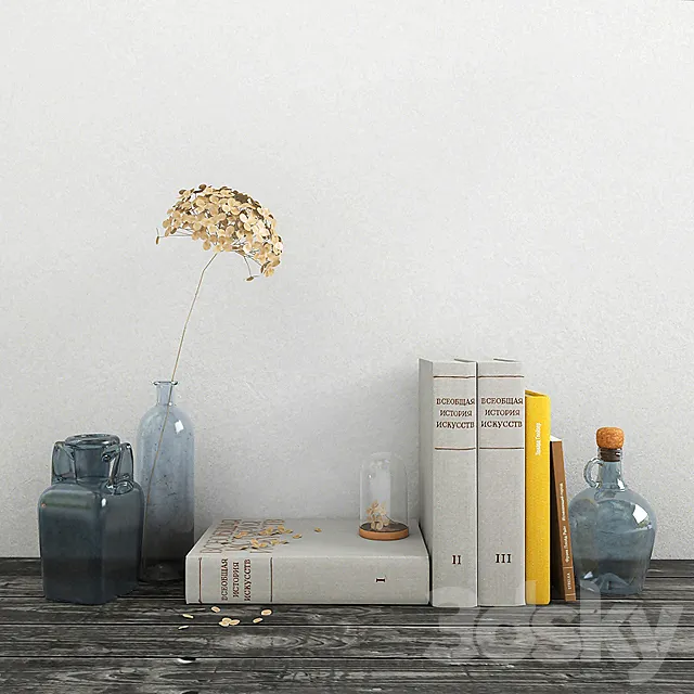 Decor set with blue glass 3DModel